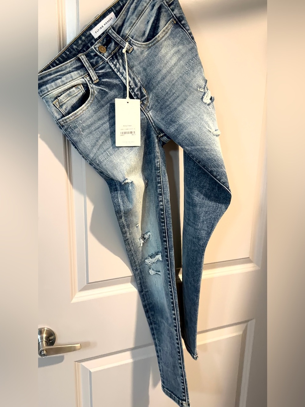Flying Monkey Light Blue Distressed Skinny Jeans